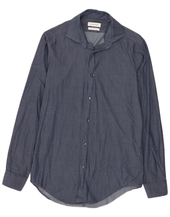 CALVIN KLEIN Herren Slim Fit Hemd Medium Navy Blue Spotted