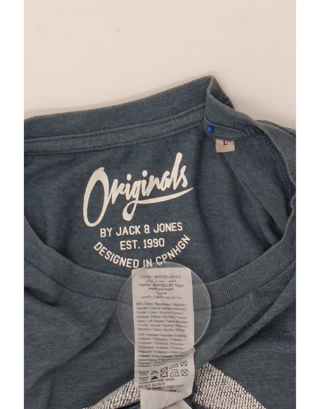 Jack & Jones Herren-T-Shirt mit Grafik, groß, aus blauer Baumwolle