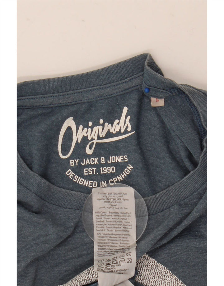 Jack & Jones Herren-T-Shirt mit Grafik, groß, aus blauer Baumwolle