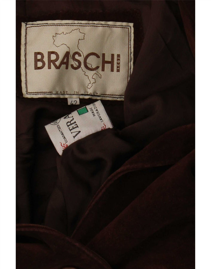 Braschi Damen-Blazer aus Wildleder mit übergroßen 4 Knöpfen, Größe IT 42, Mittelbraun