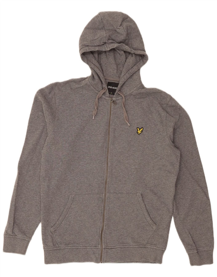 Lyle & Scott Herren-Kapuzenpullover mit Reißverschluss, mittelgrau gefleckte Baumwolle