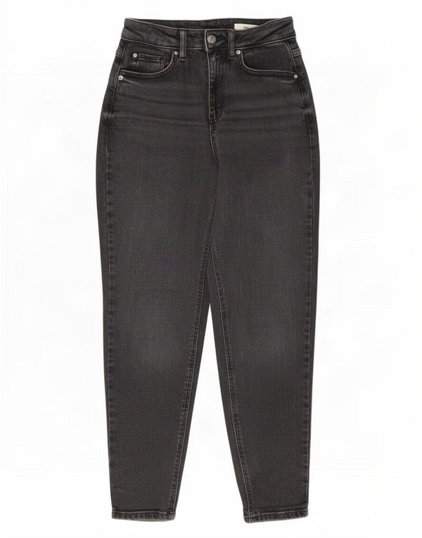 Marks & Spencer Damen Mom Tapered Jeans UK 8 Small W27 L27 Schwarze Baumwolle