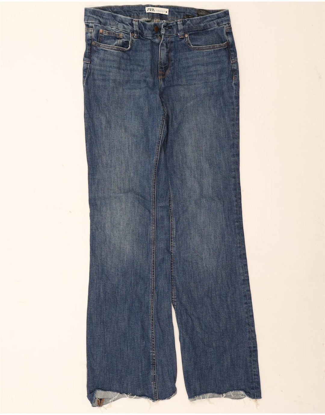 Zara Damen Schlagjeans EU 38 Small W28 L33 Blaue Baumwolle