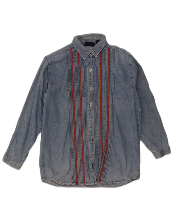 Gap Damen Jeanshemd UK 18 XL blau gestreift aus Baumwolle