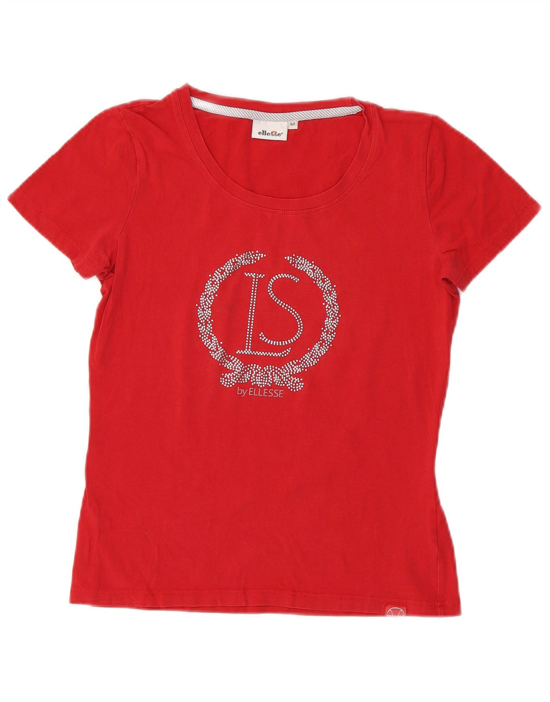 Ellesse Womens Graphic T-Shirt Top UK 12 Mittelrote Baumwolle