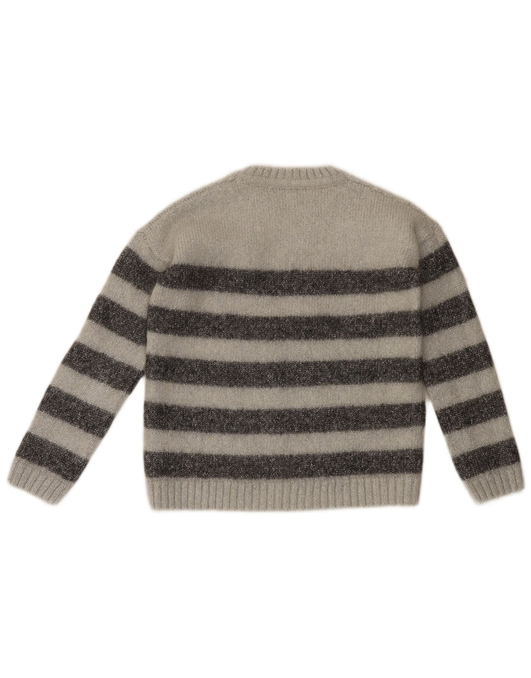 Tommy Hilfiger Damen-Pullover mit Rundhalsausschnitt, UK 12, mittelgrau gestreift