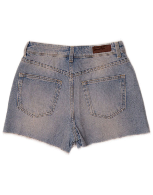 BENETTON Damen Jeansshorts W25 XS Blaue Baumwolle