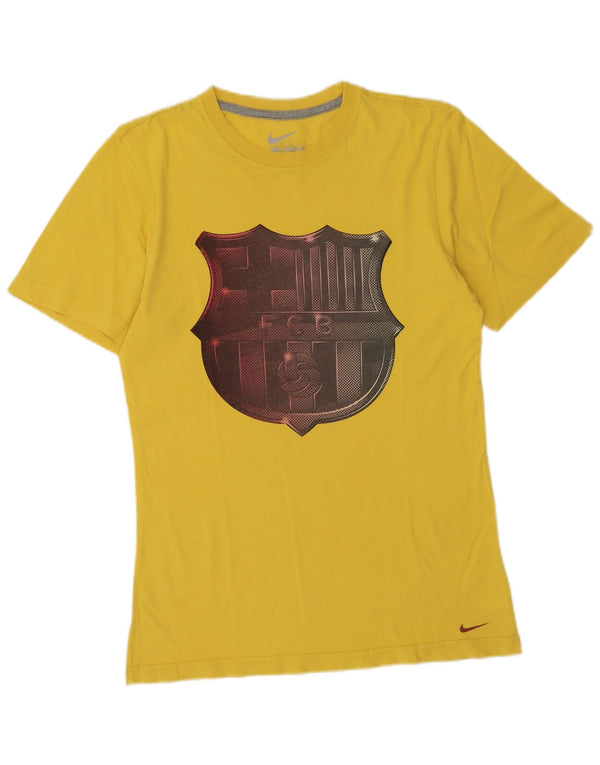 Nike Herren Barcelona Standard Fit Graphic T-Shirt Top Small Gelb Baumwolle