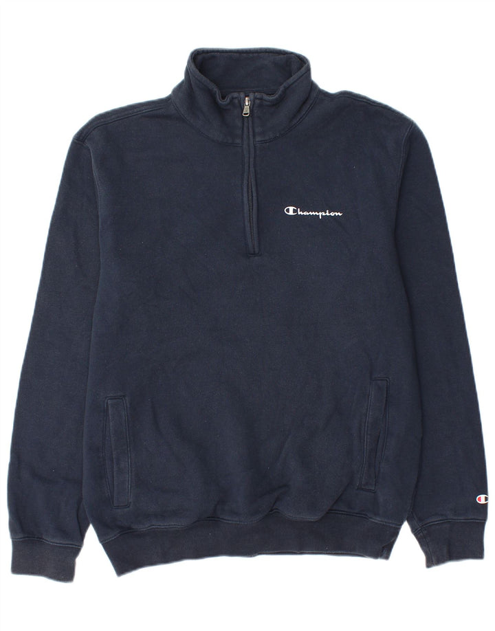 Champion Herren-Sweatshirt mit Reißverschluss am Hals, Größe S, marineblaue Baumwolle