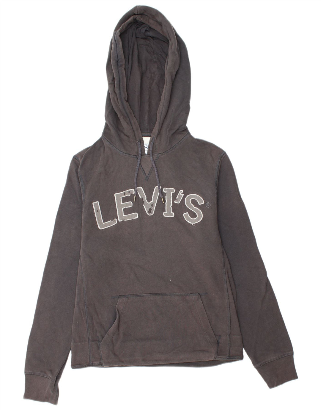 LEVI'S Mens Graphic Hoodie Jumper Small Grey Cotton