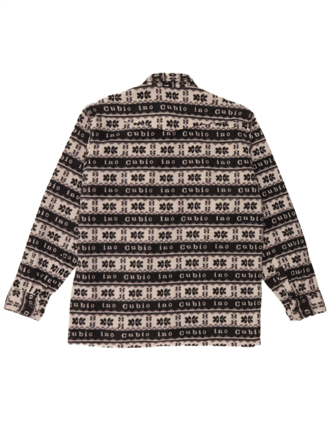 Vintage Herren Fleece-Hemd, groß, schwarz, Fair-Isle-Polyester