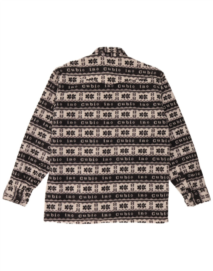Vintage Herren Fleece-Hemd, groß, schwarz, Fair-Isle-Polyester