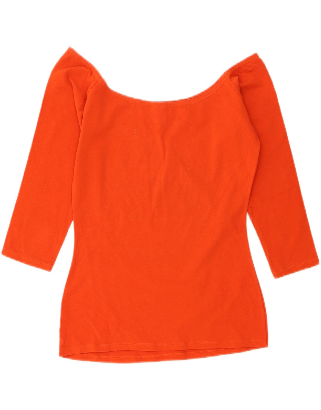 BENETTON Womens Top 3/4 Sleeve UK 12 Medium Orange Cotton Vintage Benetton and Second-Hand Benetton from Messina Hembry 