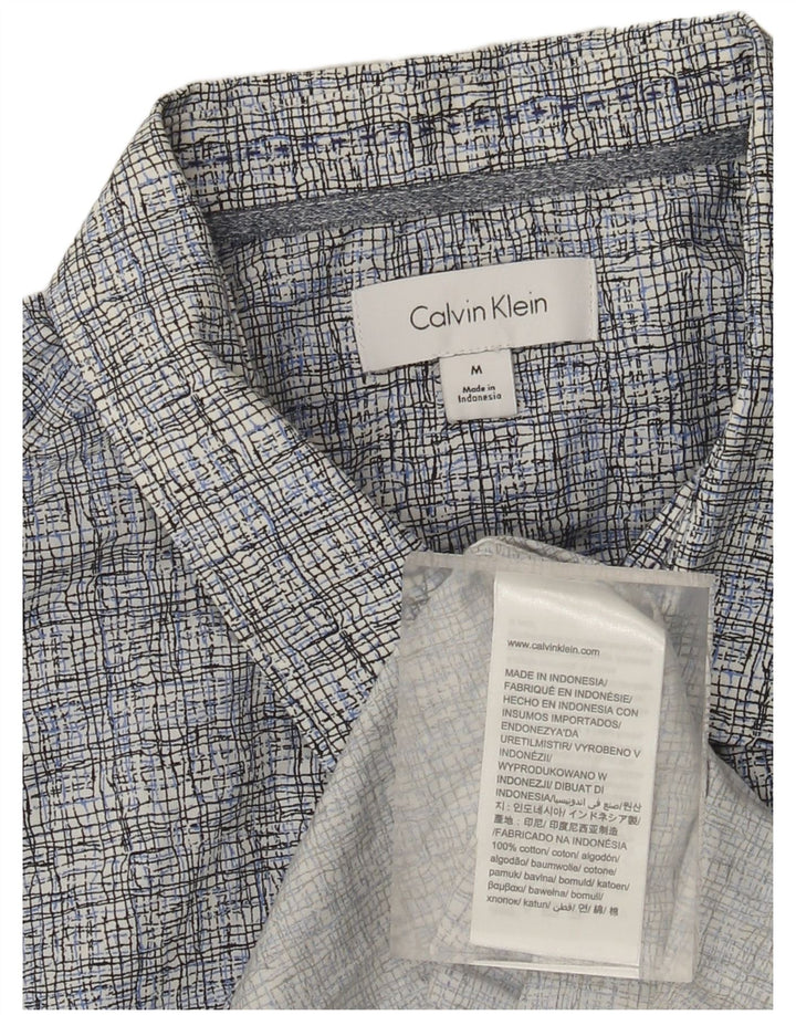 Calvin Klein Herren-Kurzarmhemd aus mittelblauer Karo-Baumwolle