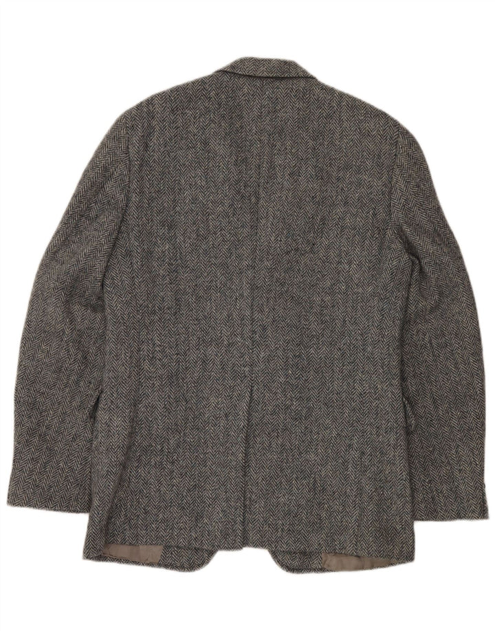 J.S.A. BANK Herren-Blazer mit 2 Knöpfen, UK 38, mittelgraue Wolle mit Fischgrätenmuster