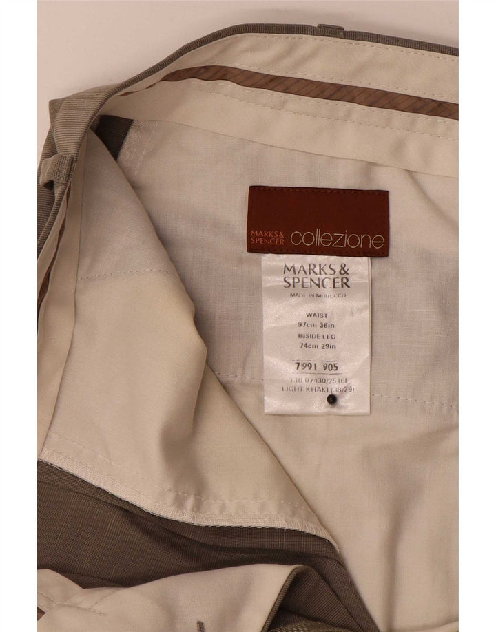 Gerade Herren-Anzughose von Marks & Spencer, W38, L29, Khaki, Lyocell