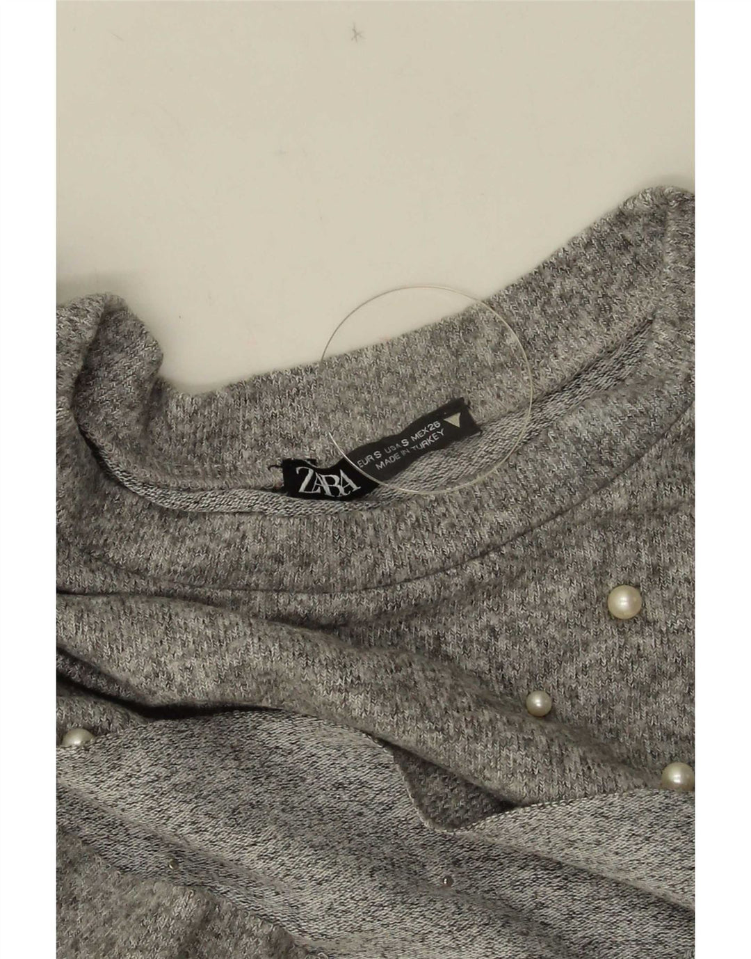 Zara Damen-Oberteil, übergroß, 3/4-Ärmel, UK 10, Größe S, Grau meliert