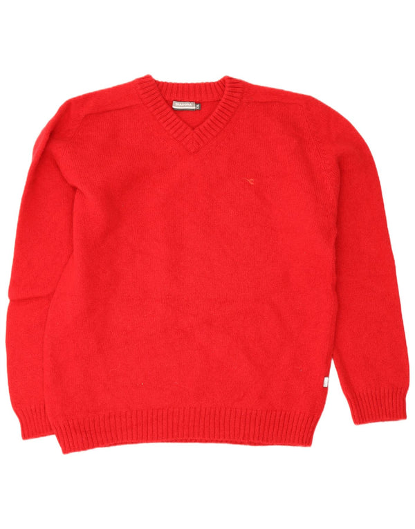 Diadora Damen-Pullover mit V-Ausschnitt, UK 20 2XL, rote Wolle