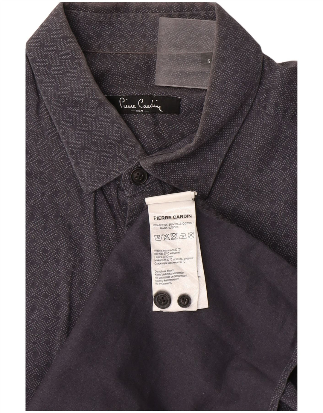 Pierre Cardin Herrenhemd, klein, grau gefleckte Baumwolle