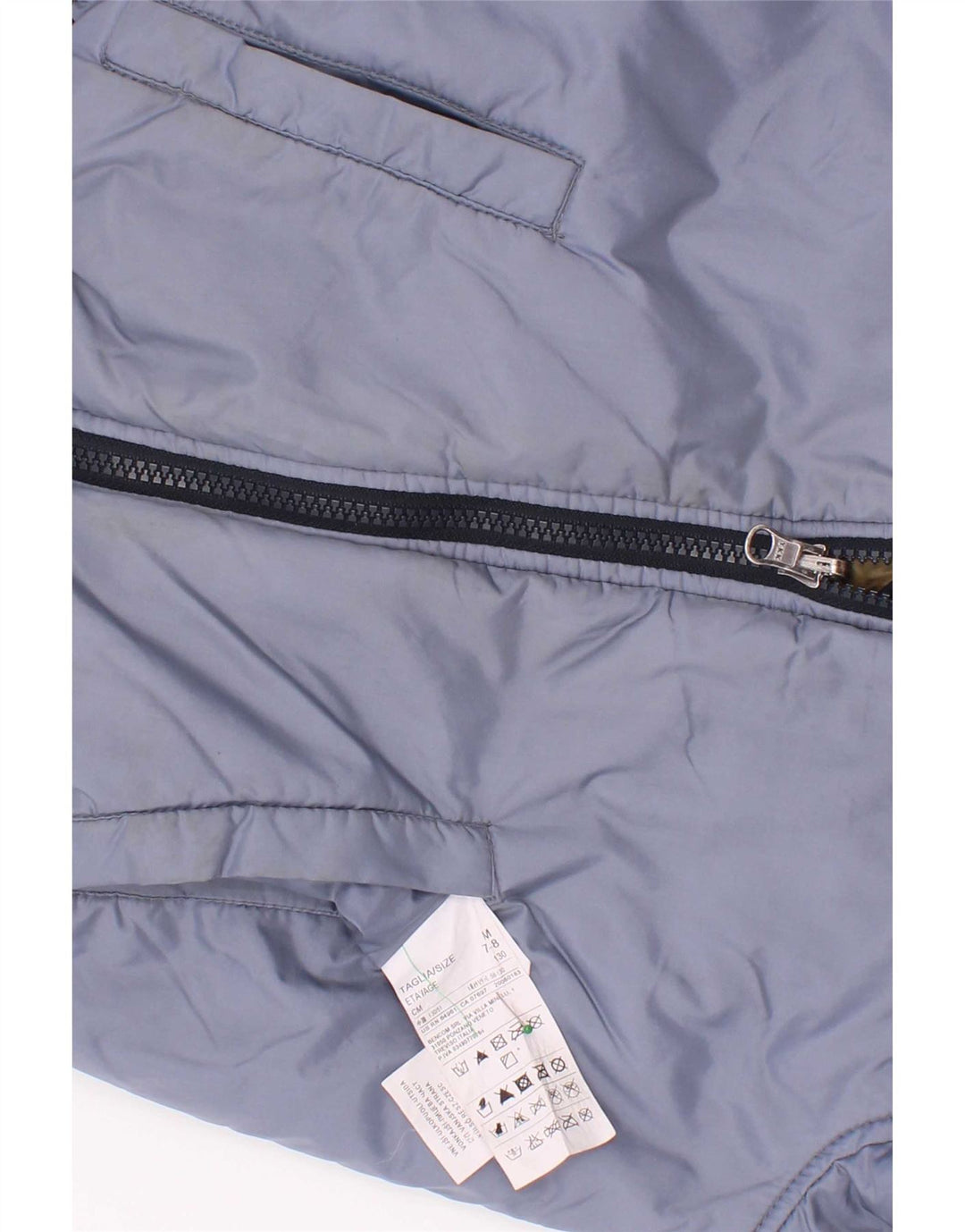 Benetton Wattierte Jacke mit Grafik für Jungen, 7–8 Jahre, Mittelblau, Farbblock