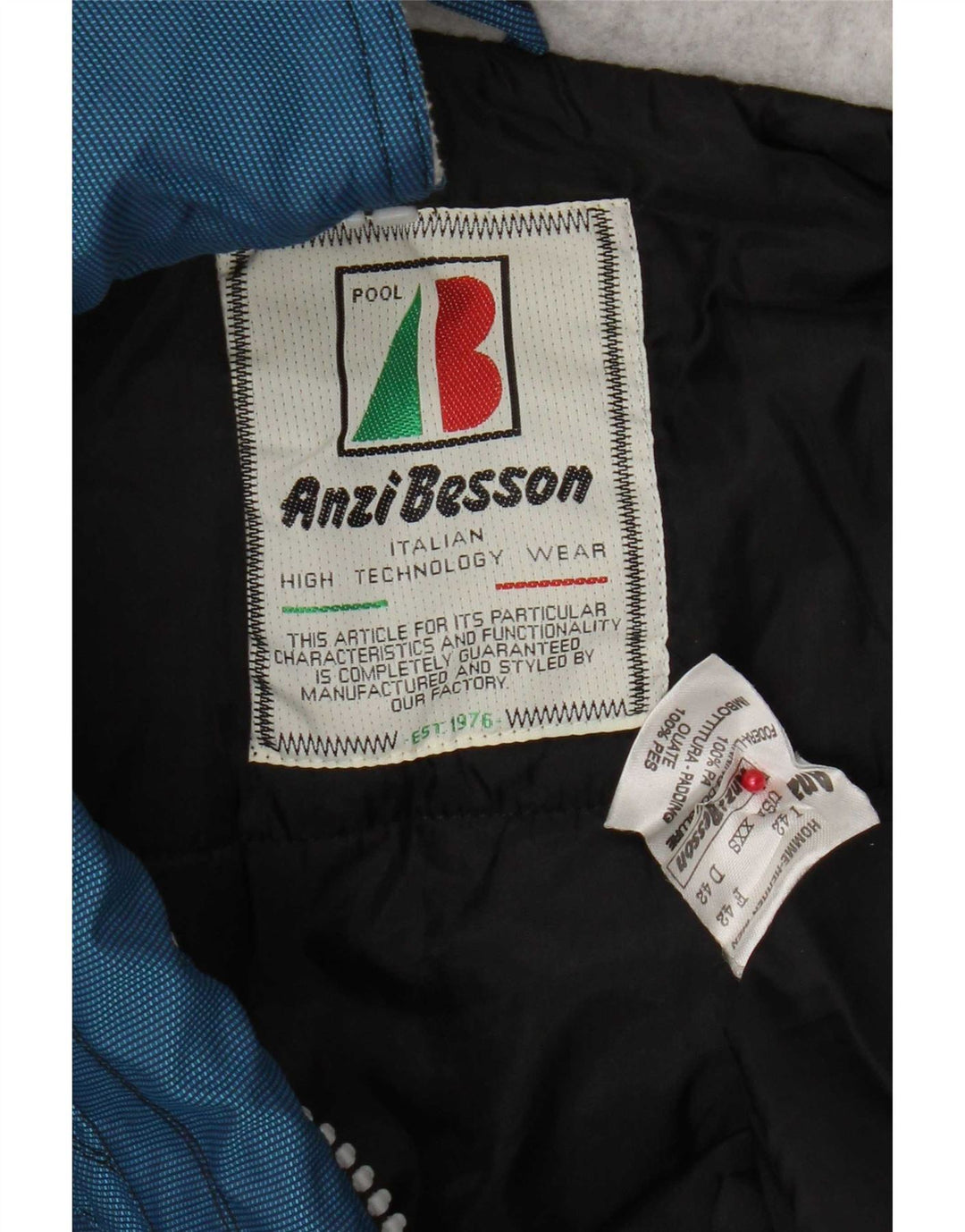 Anzi Besson Damen Anorakjacke mit Kapuze IT 42 Mittelblauer Farbblock
