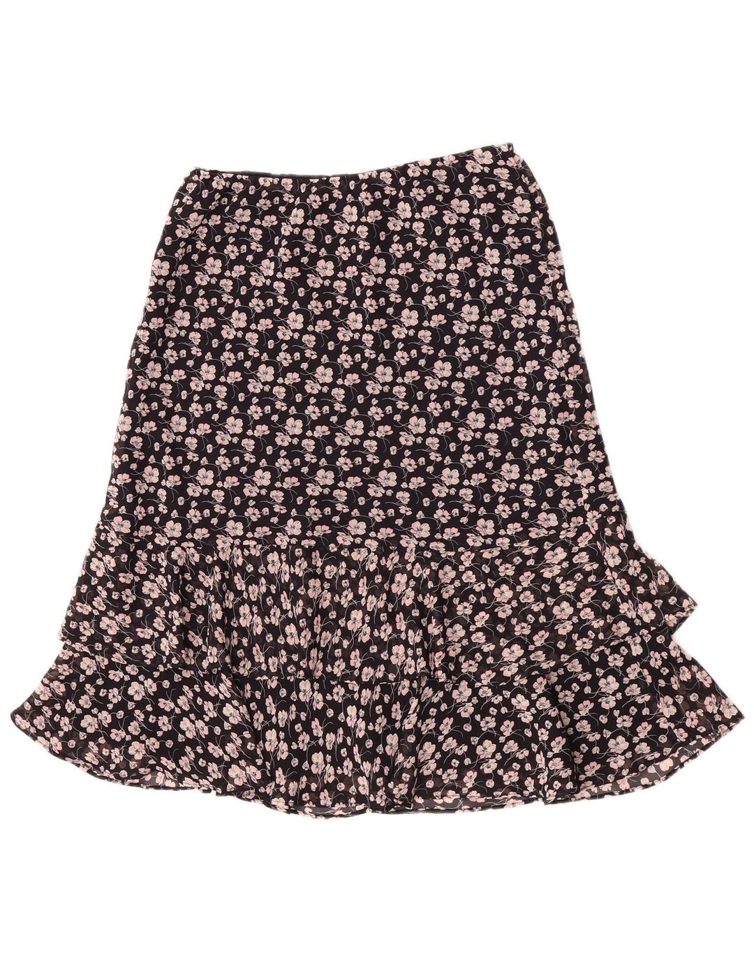 Chaps Damen-Stufenrock Medium W30 Schwarz geblümtes Polyester