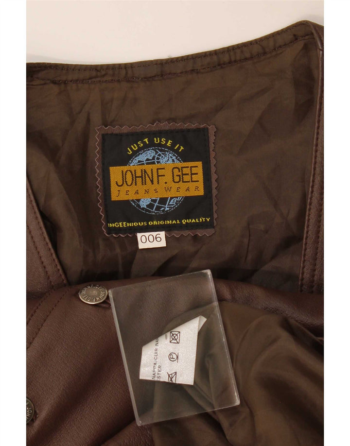 John F. Gee Herren Lederweste Mittelbraun