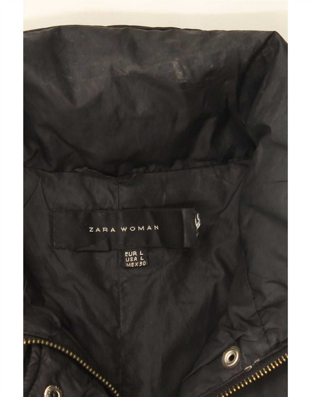 Zara Damen Wattierte Jacke UK 14 Large Schwarz