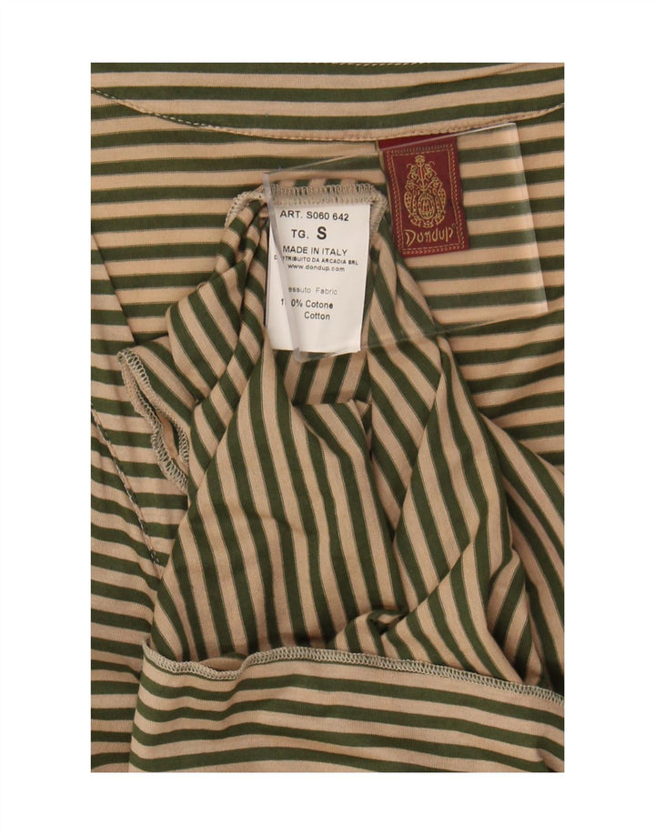 Dondup Damen-Blusenoberteil mit vorderer Krawatte, UK 10, Größe S, beige, gestreift, Baumwolle