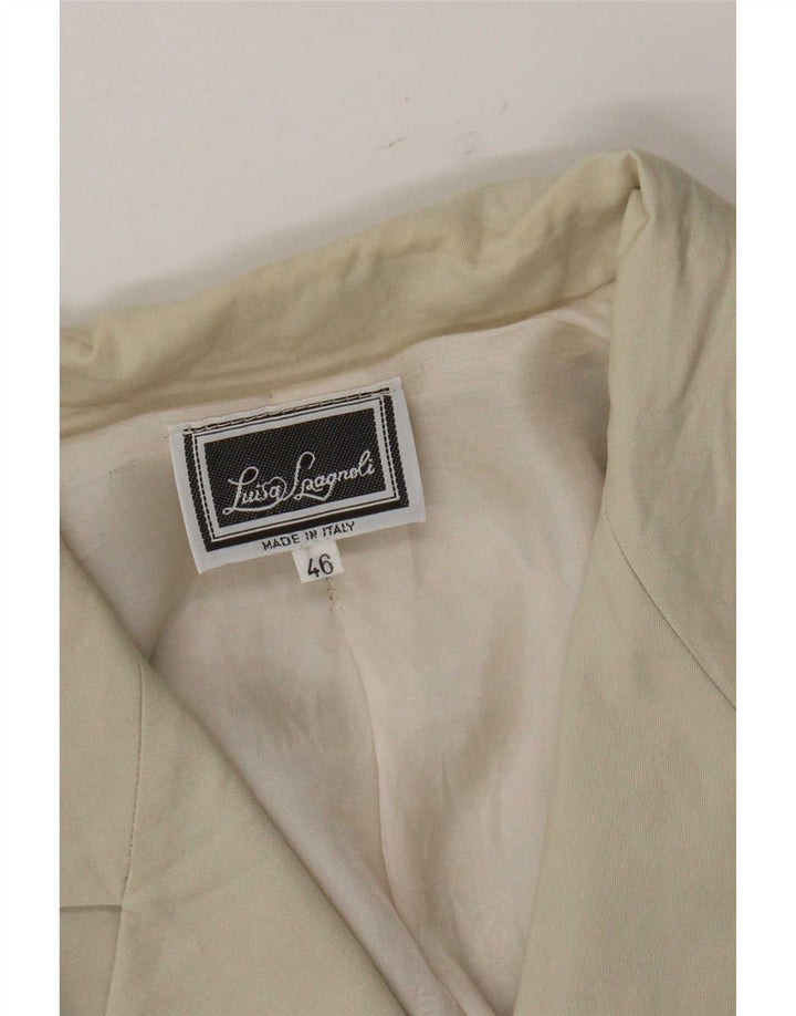 Luisa Spagnoli Damen Kurzarm-Blazerjacke mit 3 Knöpfen IT 46 Large Beige
