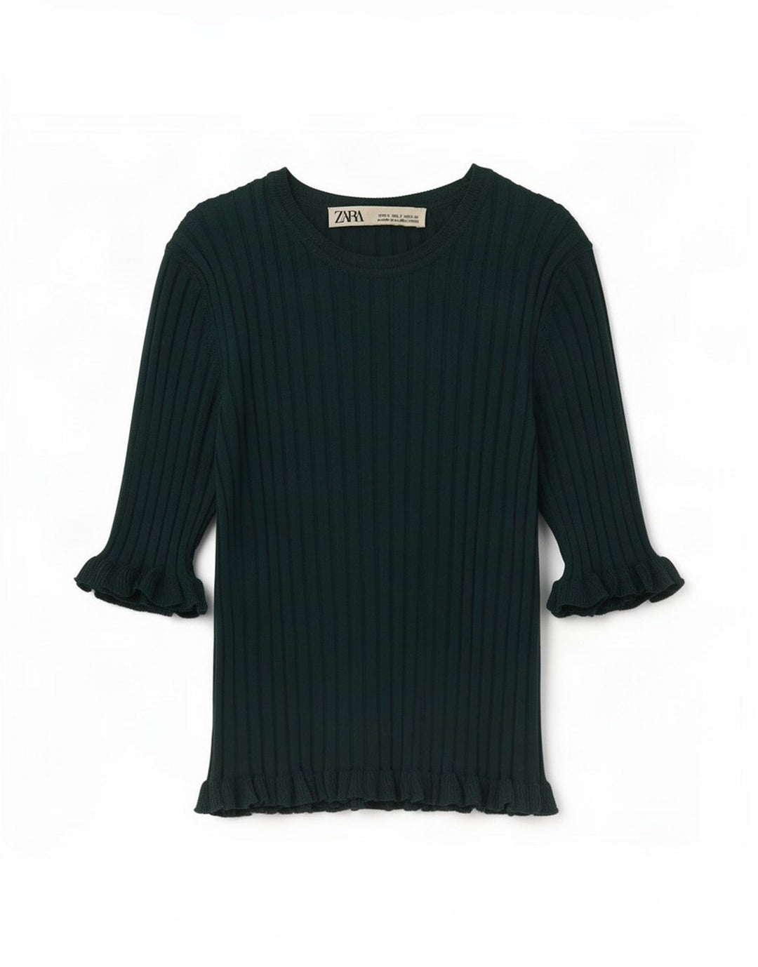Zara Damen Crop Bluse Top UK 8 Small Grüne Viskose