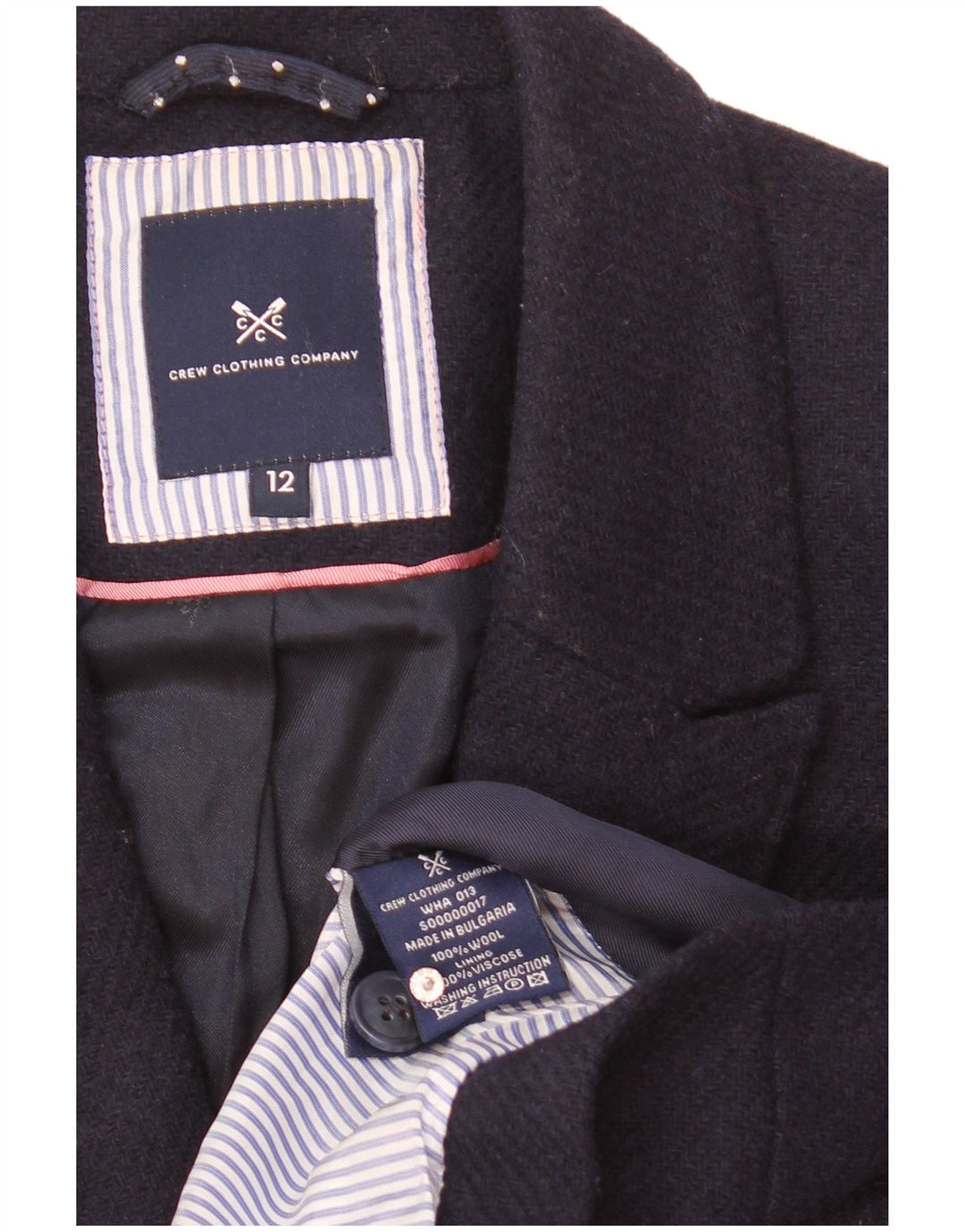Crew Clothing Damen-Blazer mit 2 Knöpfen, UK 12, mittelmarineblaue Wolle