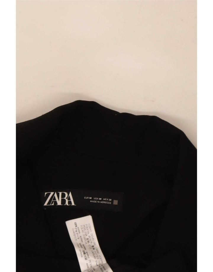 Zara Damen Crop Double Breasted Blazer Jacke UK 14 Mittelschwarzes Acetat