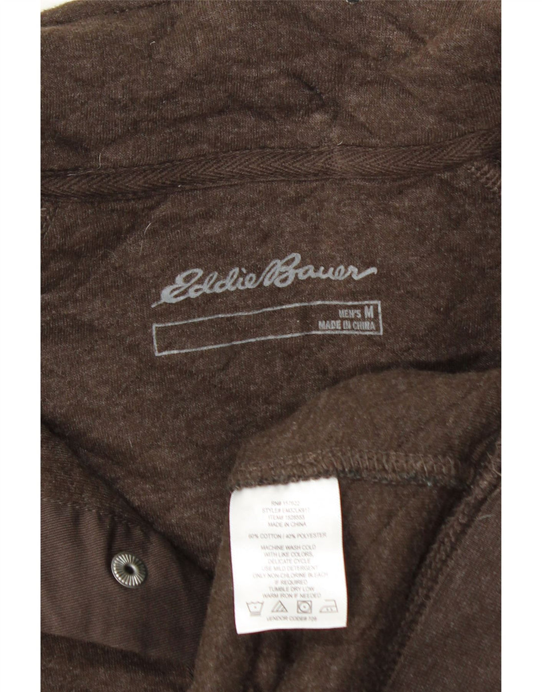 EDDIE BAUER Herren-Sweatshirt mit Knopfkragen, mittelbraune Baumwolle