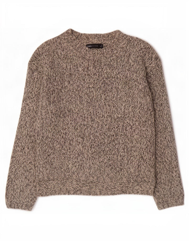 Marks & Spencer Damen-Pullover mit U-Boot-Ausschnitt, UK 14, Mittelgrau meliert