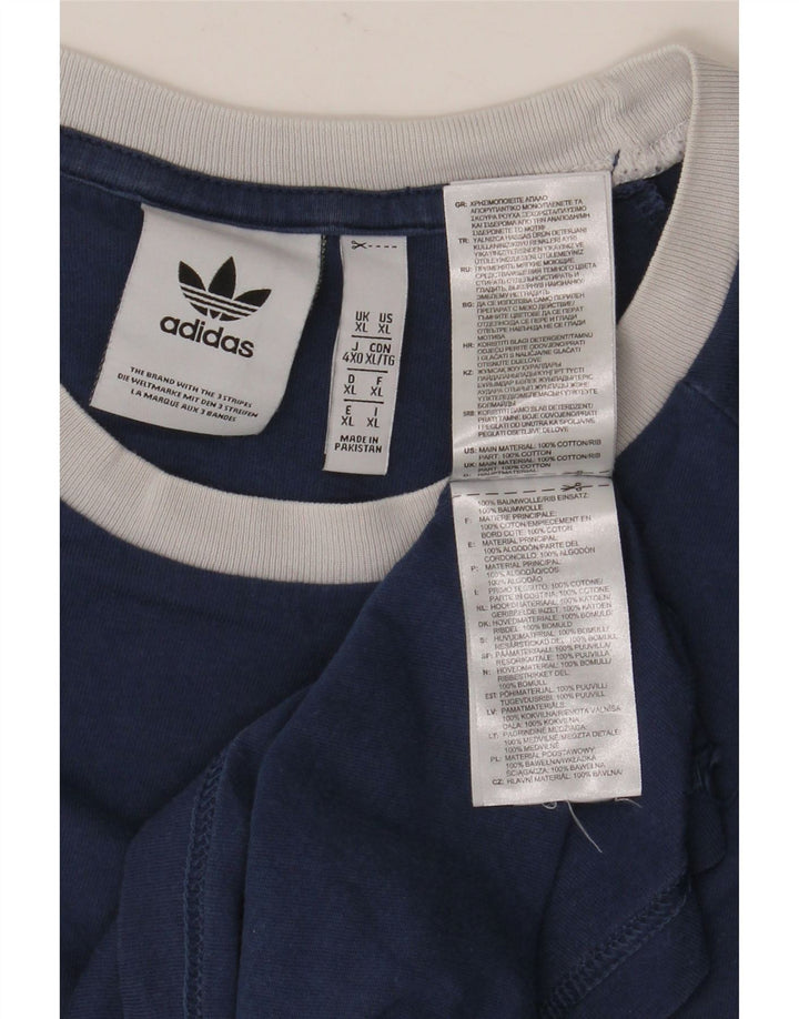 ADIDAS Herren T-Shirt Top XL Blau Baumwolle