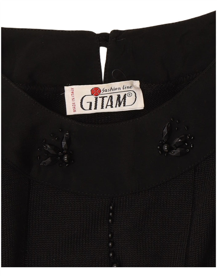 Gitam Damen-Pullover mit U-Boot-Ausschnitt, Gr. 16, Schwarz