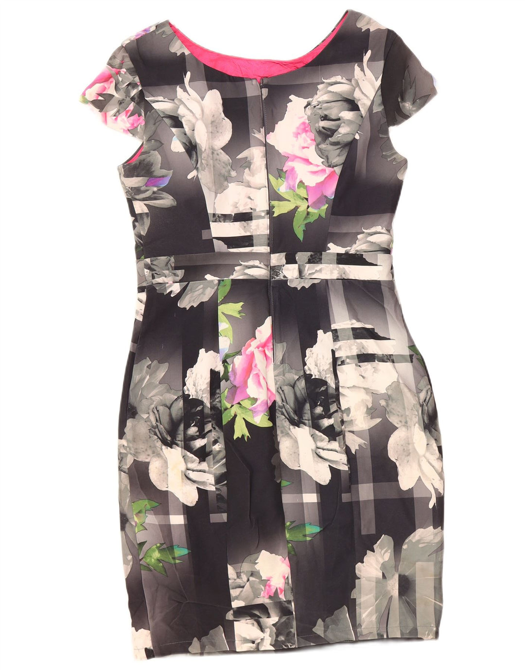 LIPSY Damen Etuikleid UK 14 Mittelgraues, geblümtes Polyester