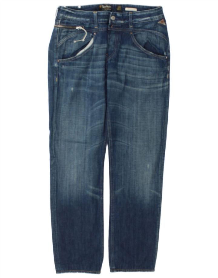 Replay Damen Distressed Straight Jeans W31 L34 Blaue Baumwolle