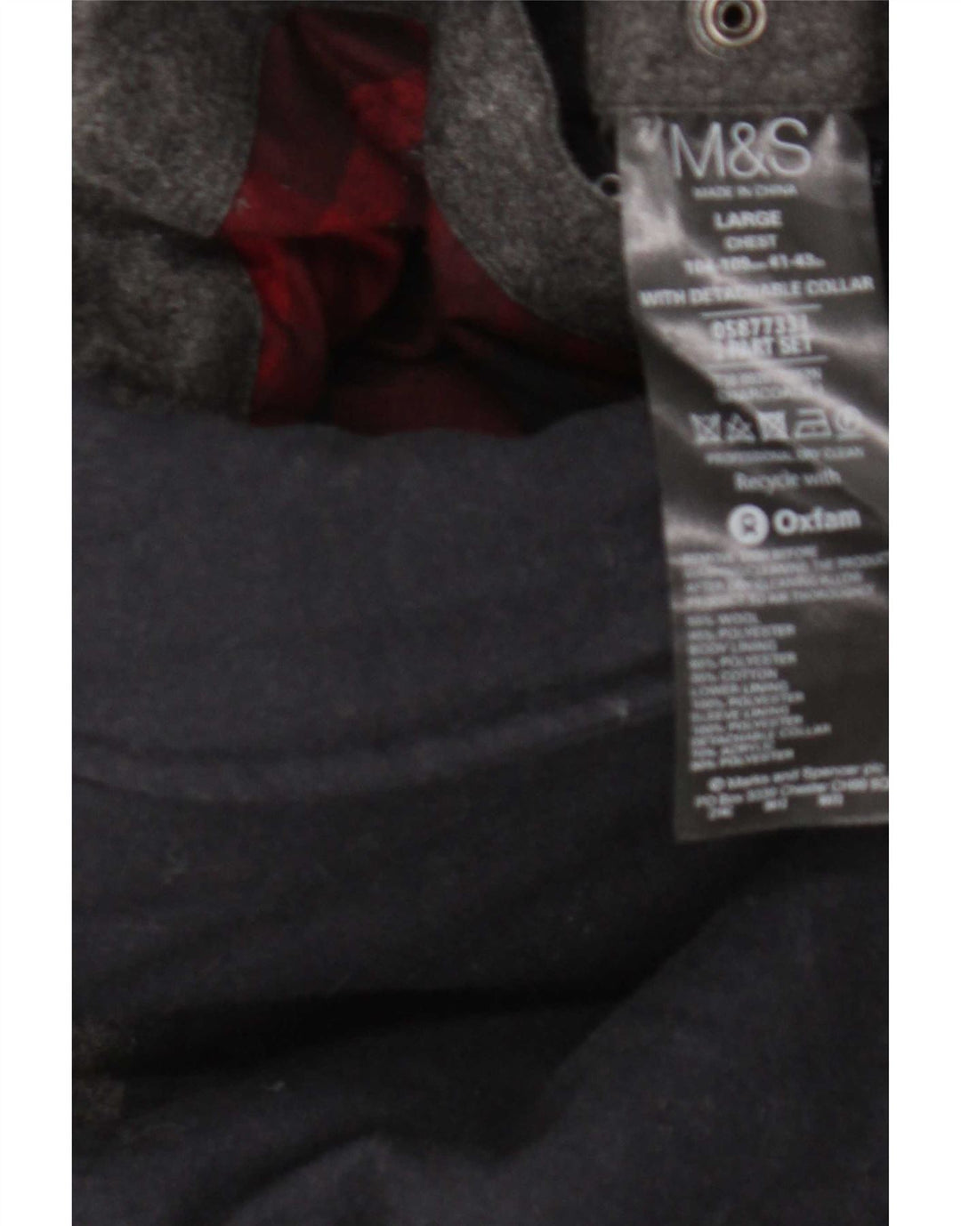 Marks & Spencer Herren Wattierte Jacke UK 41 Große graue Colourblock-Wolle