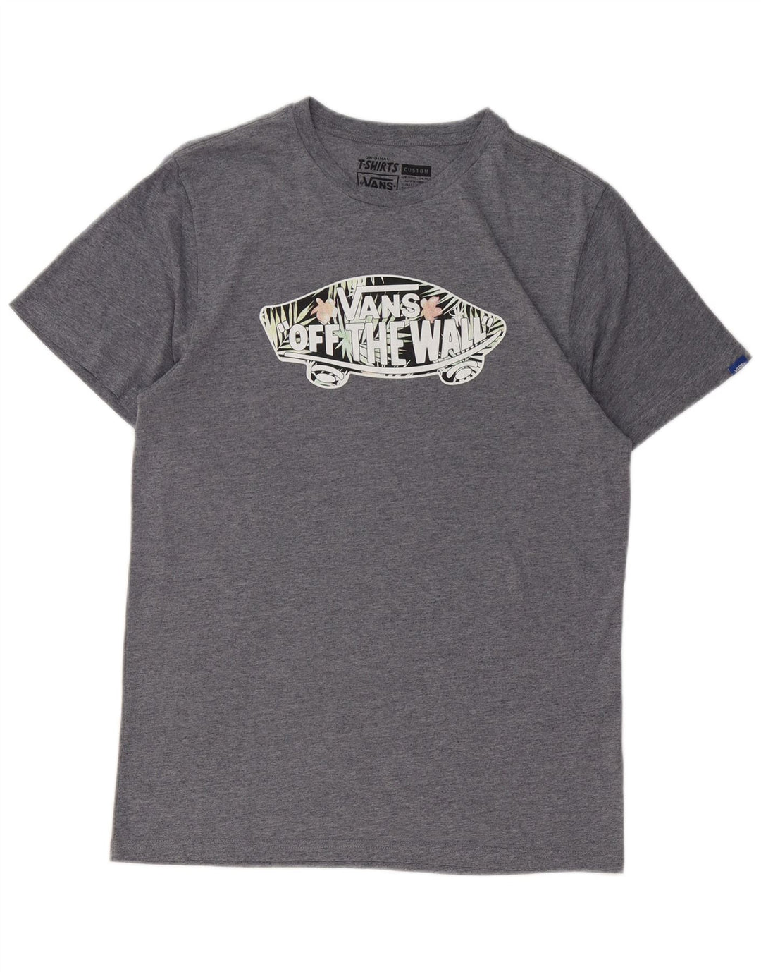 Vans Herren Grafik-T-Shirt-Oberteil aus mittelgrau gesprenkelter Baumwolle