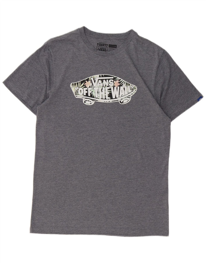 Vans Herren Grafik-T-Shirt-Oberteil aus mittelgrau gesprenkelter Baumwolle
