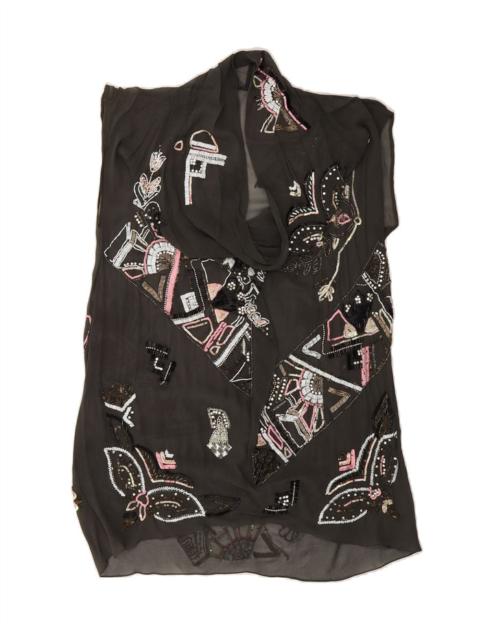 ALL SAINTS Womens See Through Tunic Dress UK 14 Medium Black Geometric Vintage All Saints and Second-Hand All Saints from Messina Hembry 
