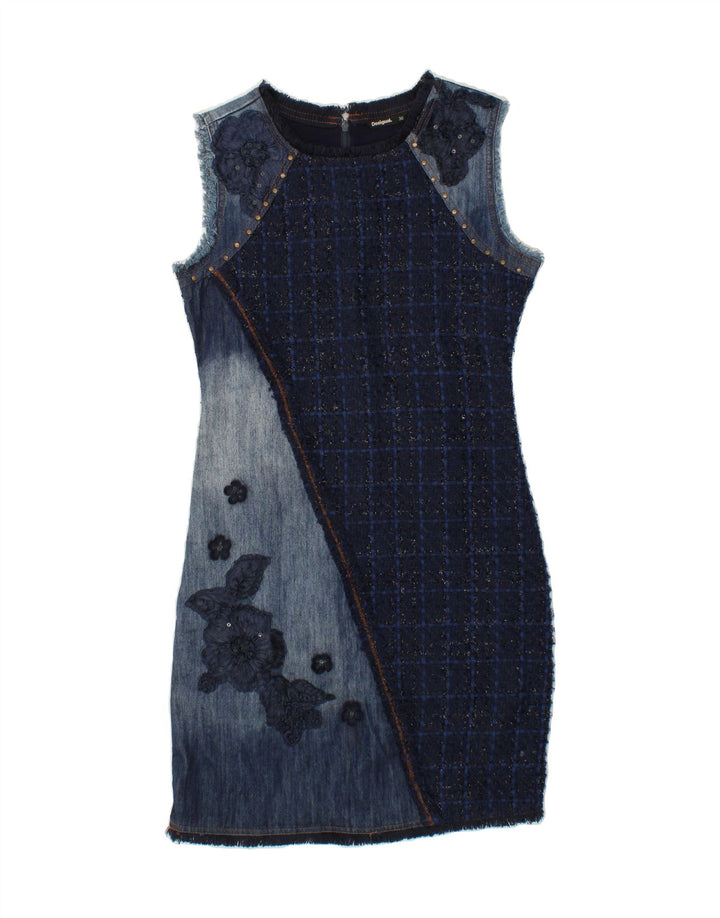 DESIGUAL Womens Sleeveless Sheath Dress EU 36 Small Blue Floral Polyester Vintage Desigual and Second-Hand Desigual from Messina Hembry 