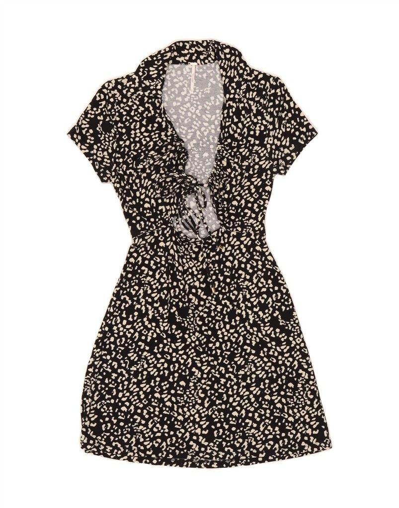 FREE PEOPLE Womens A-Line Dress UK 4 XS Black Animal Print Viscose Vintage Free People and Second-Hand Free People from Messina Hembry 