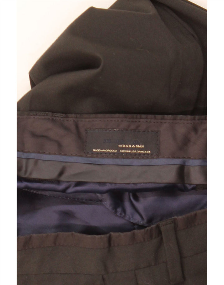Gerade Chino-Hose für Herren von Zara, EU 44, Größe L, W34, L31, Schwarz, Polyester