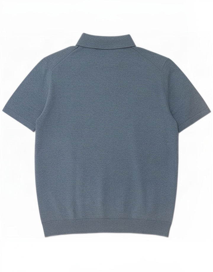 Marks & Spencer Herren-Poloshirt, groß, blau gestreift, Baumwolle
