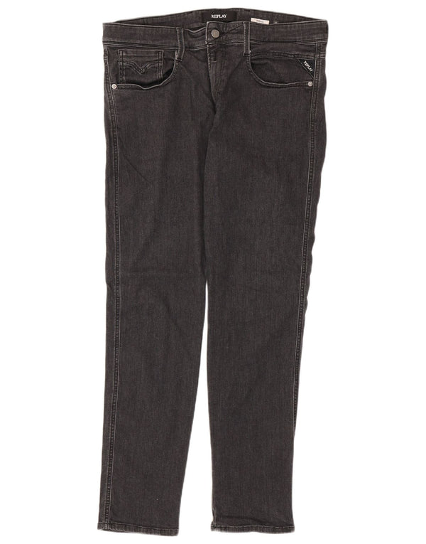 Replay Mens Anbass Slim Jeans W36 L32 Grey Cotton