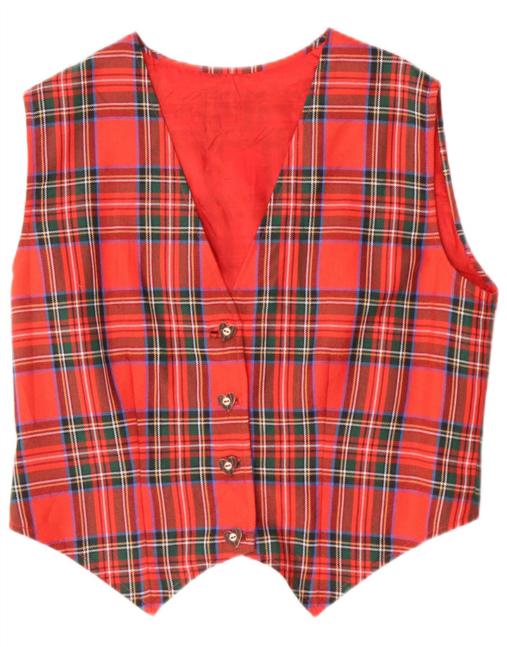 Vintage Damen Weste UK 12 Medium Red Plaid Classic