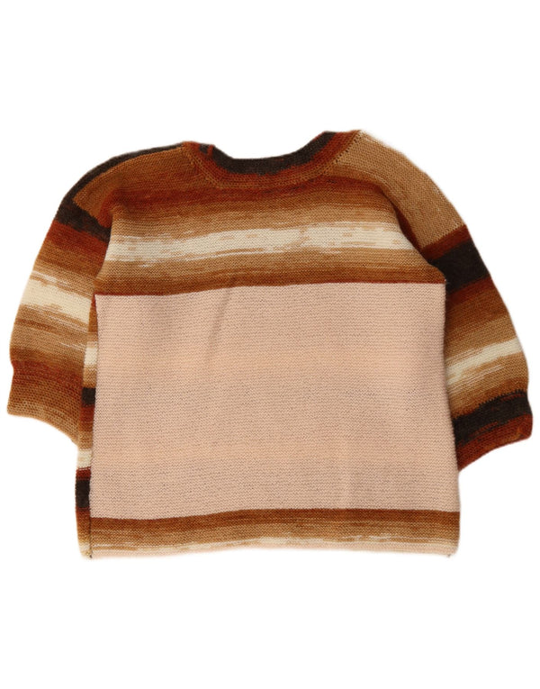 Vintage Damen Pullover mit U-Boot-Ausschnitt, Gr. 14, groß, mehrfarbig gestreift